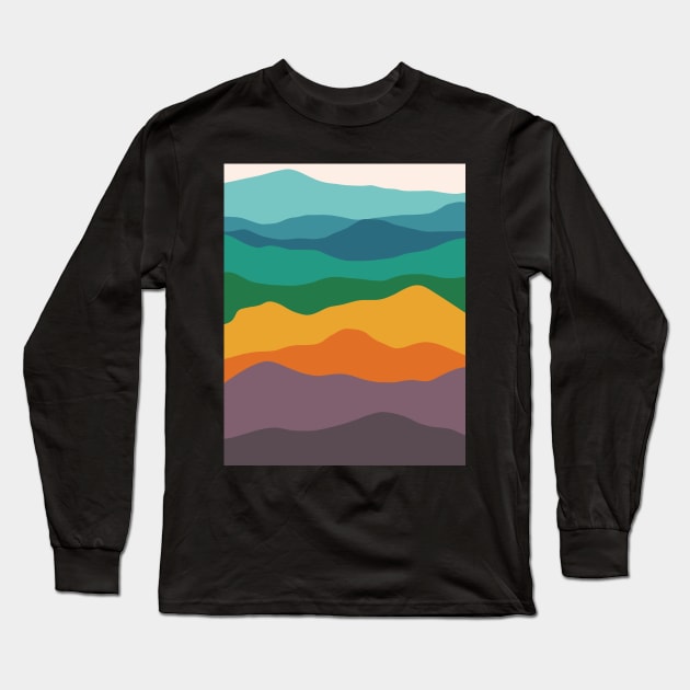 Rainbow mountains abstract art Long Sleeve T-Shirt by Trippycollage